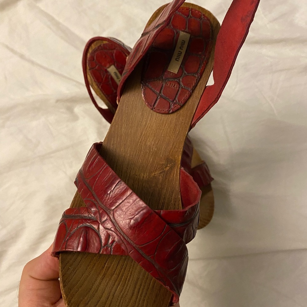 Miu Miu Platforms In Red Crocodile Skin - image 3